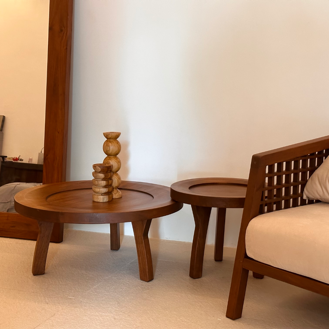 Round Carved Accent Table
