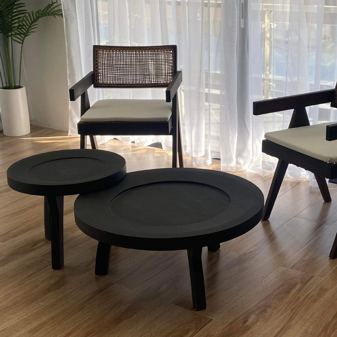 Round Carved Accent Table