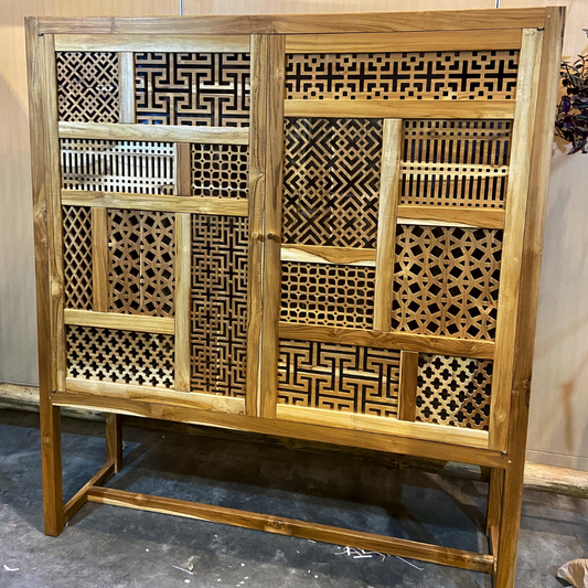 Teak Multi Pattern Cabinet