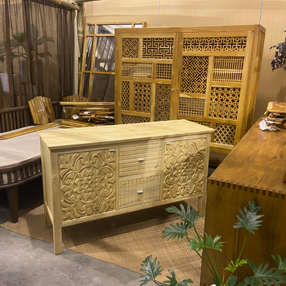 Teak Multi Pattern Cabinet